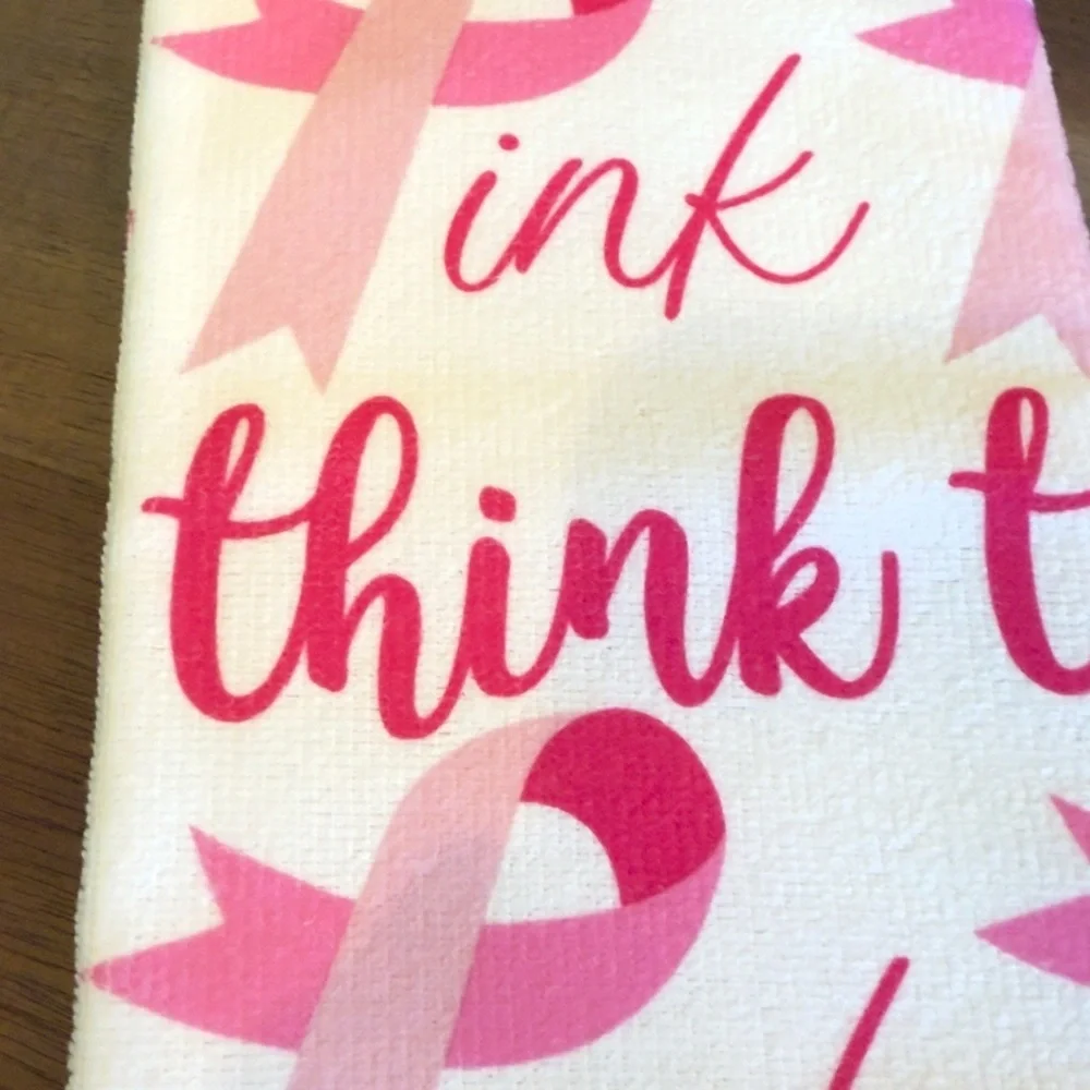 Think Pink Breast Cancer Awareness Kitchen Towel Coffee Mug Set New